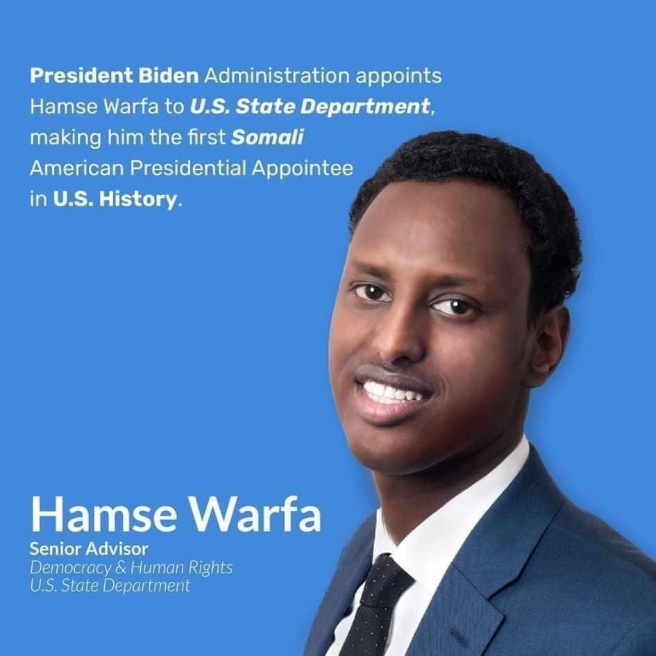 Madaxweynaha Maraykanka oo umagacaabay Jago sare Somaligii ugu horeeyay