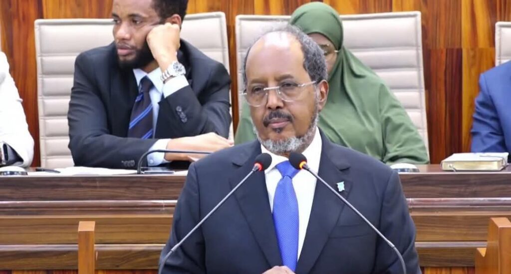 Xasan Shiikh oo ka jeediyay Baarlamaanka khudbad Faalso ah